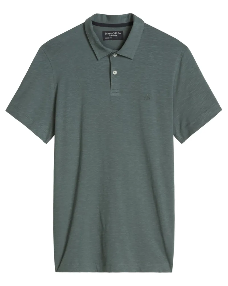 Marc O'Polo Poloshirt aus softer Bio-Baumwolle mit Label-Stickerei, Shaped Fit in Grau