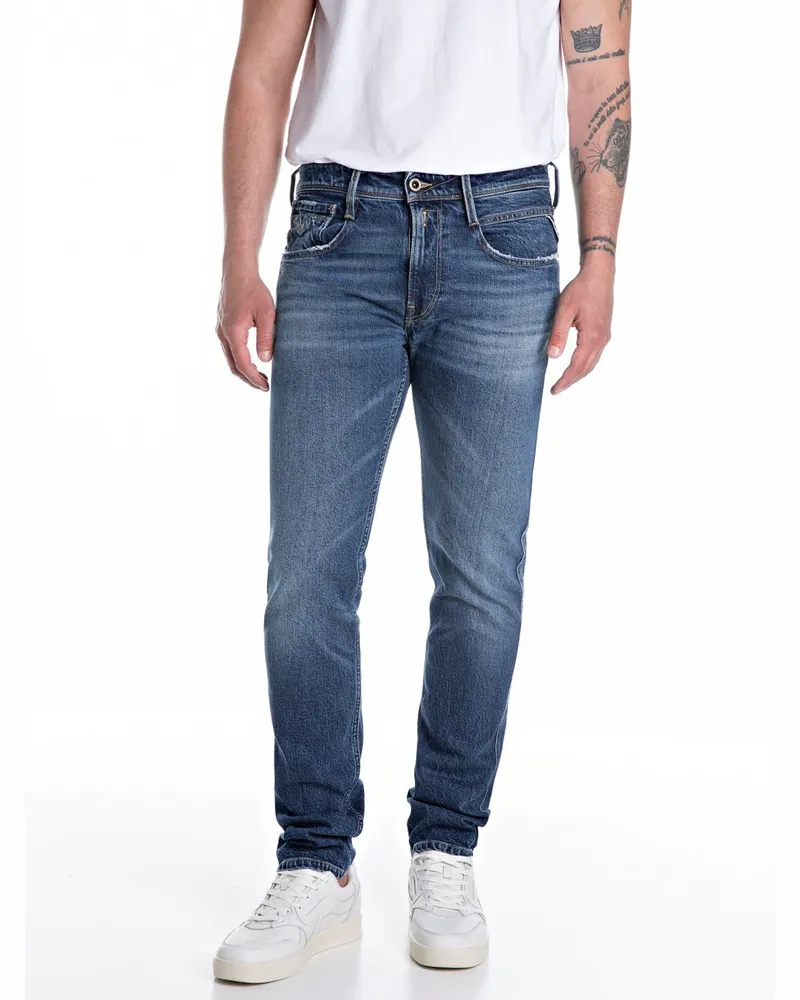 Replay Jeans Anbass mit Stretchanteil, Slim Fit in Graublau