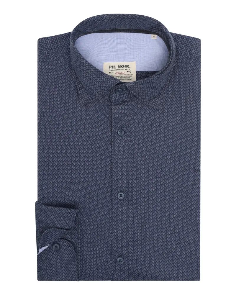 FIL NOIR Gemustertes Hemd aus Baumwolle, Shaped Fit in Marine