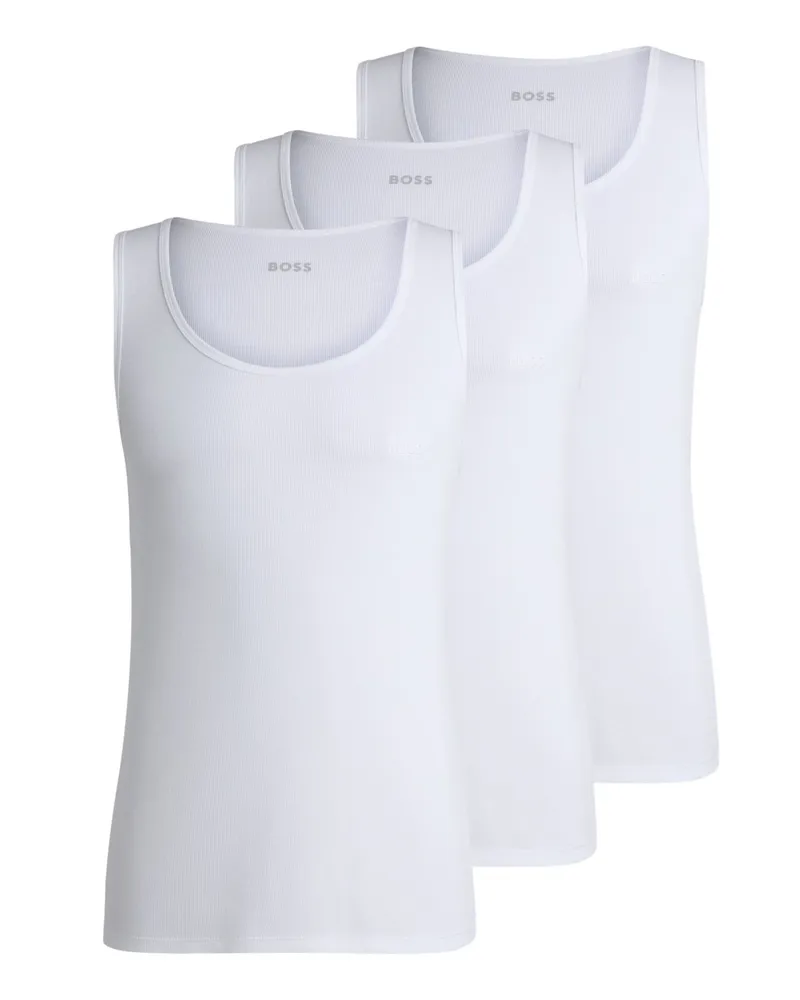 HUGO BOSS 3er Pack Tank Tops aus Baumwolle, BOSS ONE in Weiß