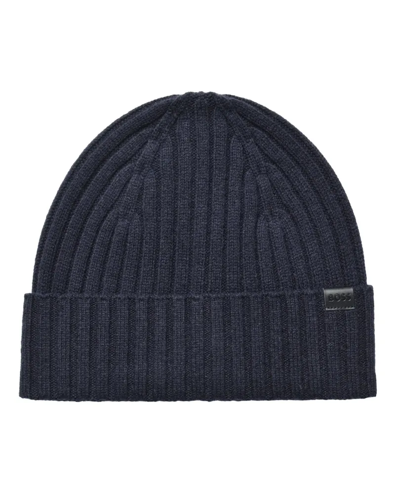 HUGO BOSS Softe Strickmütze aus einem Wollmix in Marine