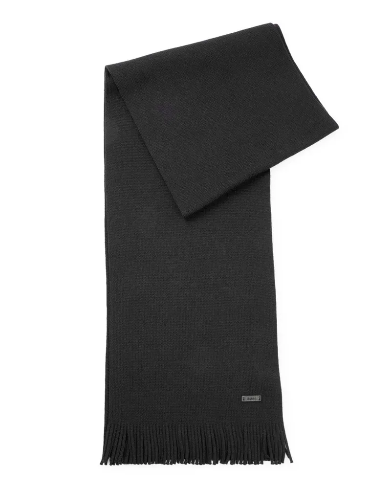 HUGO BOSS Softer Strick-Schal aus Schurwolle in Schwarz