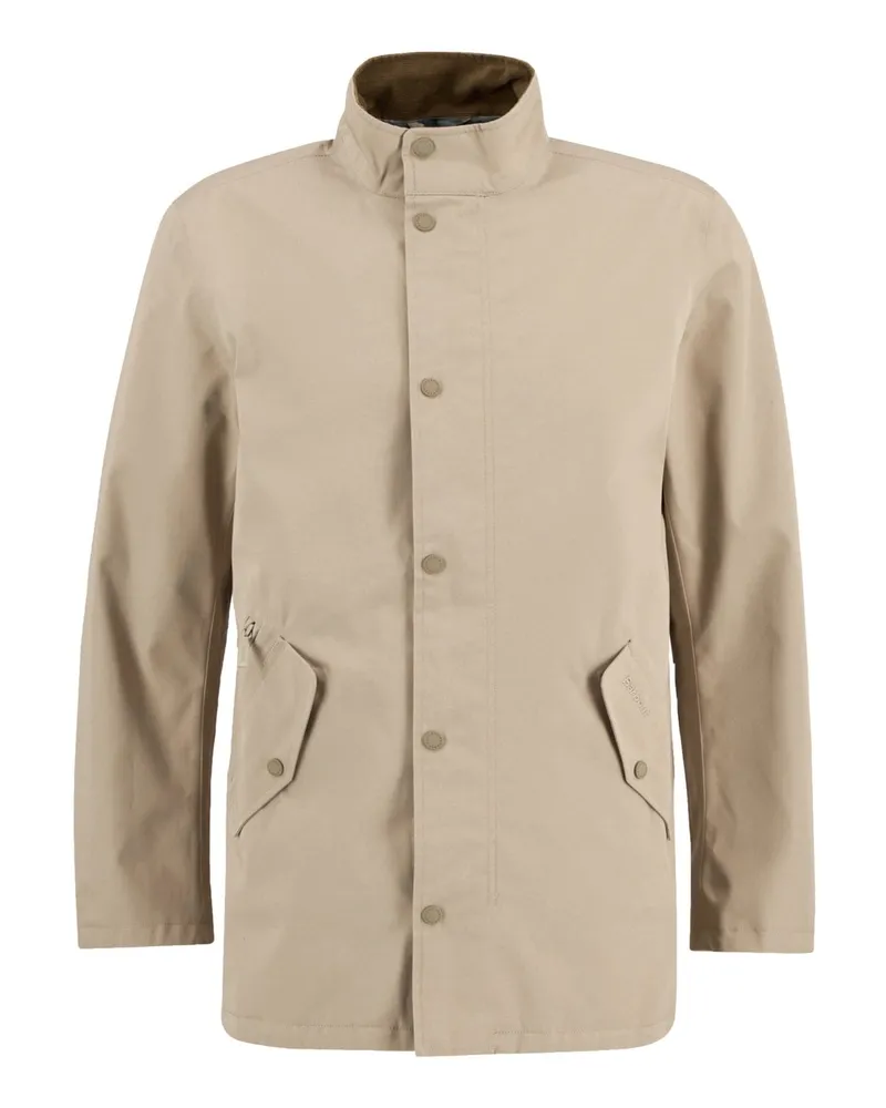 Barbour Waterproof Jacke City Chelsea mit Cordbesatz am Kragen in Beige