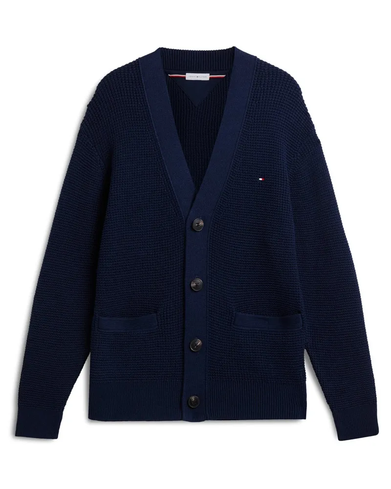 Tommy Hilfiger Strukturierter Cardigan aus einem Baumwollstrick in Marine