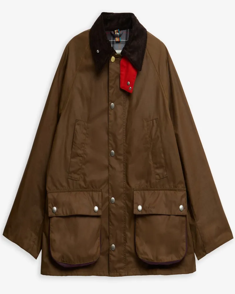 Barbour Paul Smith loves Barbour Wachsjacke Bedale mit Cordkragen in Grün