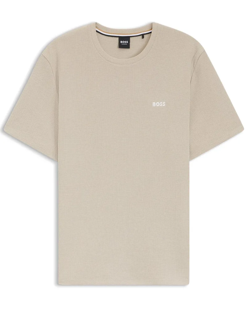 HUGO BOSS Homewear-T-Shirt aus einem Baumwoll-Mix mit Waffelstruktur in Beige