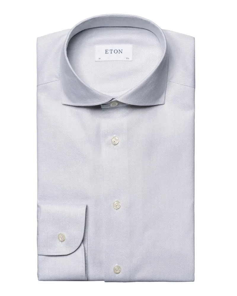 Eton Hemd aus Baumwolle mit feinem Muster, Contemporary Fit in Silber