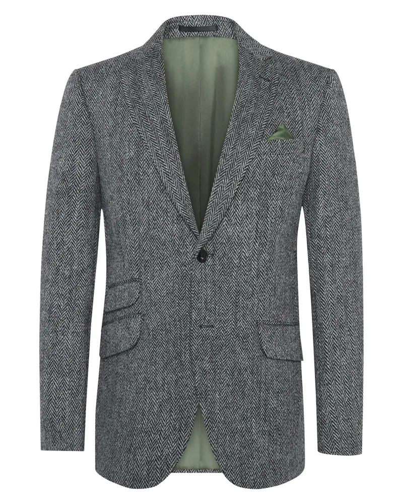 Wellington of Bilmore Sakko London aus Harris Tweed mit Ellenbogenpatches in Grau