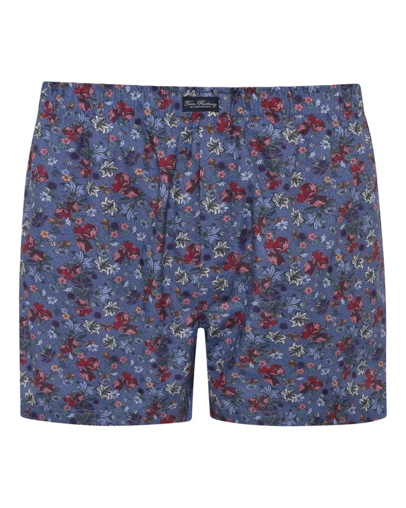 Tom Rusborg Boxershorts aus Baumwolle mit floralem Print in Blau