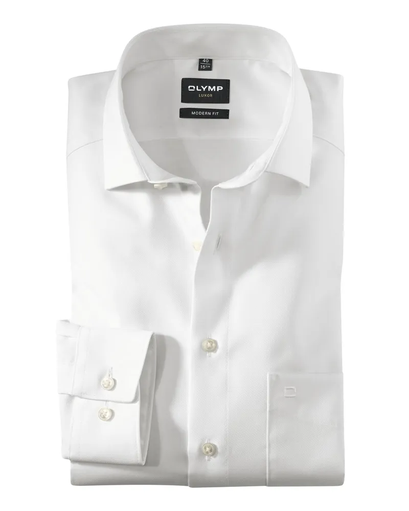 Olymp Luxor, Modern Fit, Twill-Hemd mit extralangem Arm in Weiß
