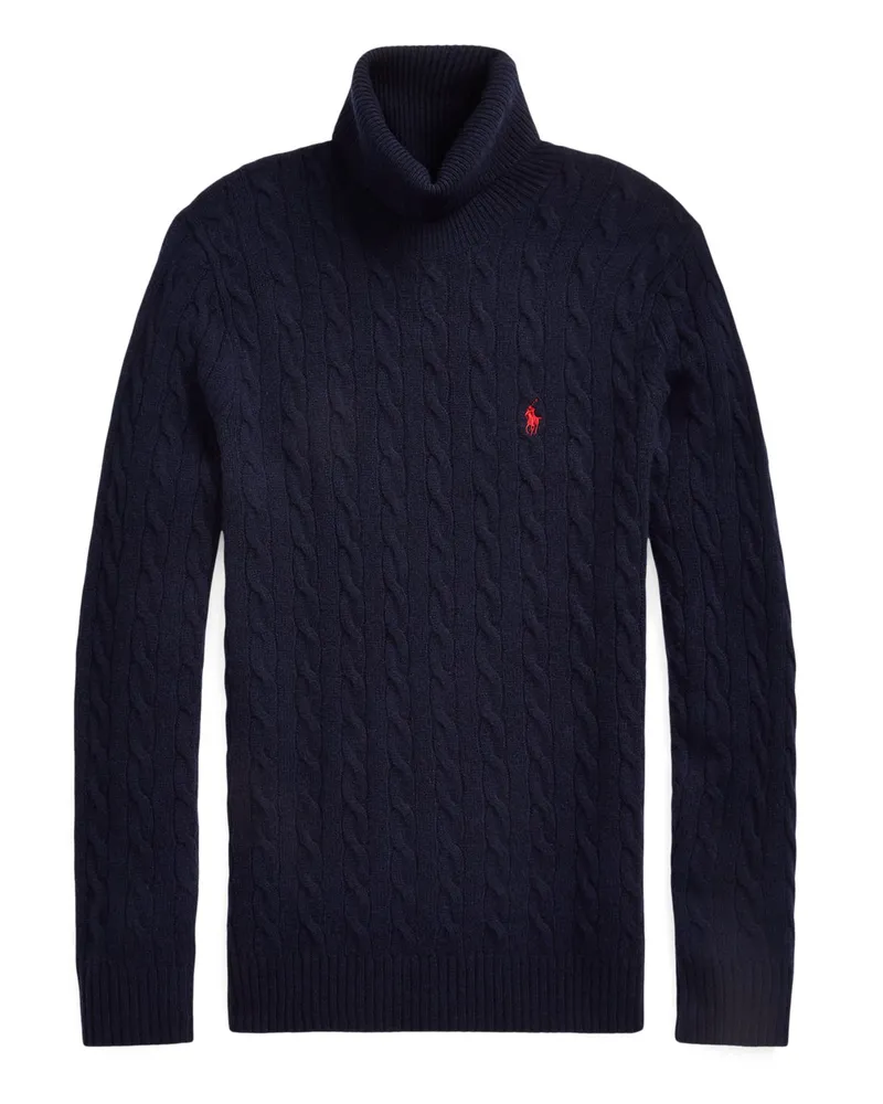 Ralph Lauren Rollkragenpullover mit Kaschmir und Poloreiter-Stickerei in Marine