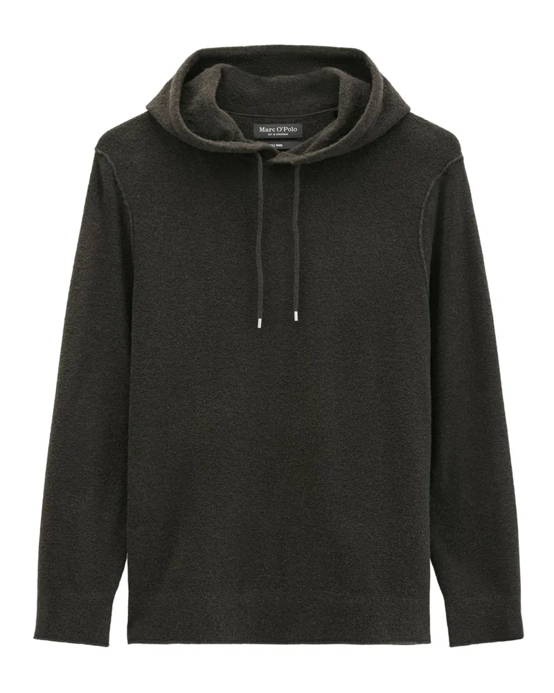 Marc O'Polo Leichter Strick-Hoodie aus einem Woll-Mix mit Rollkanten in Braun