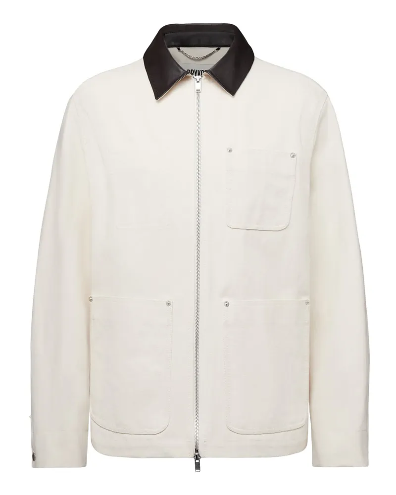 Drykorn Canvas-Overshirt Kaleno mit Umlegekragen und Zip in Natur