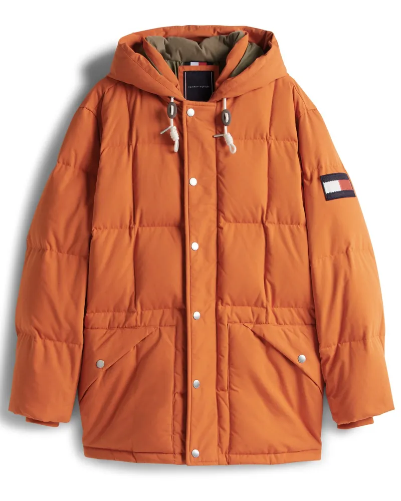 Tommy Hilfiger Wasserabweisender Daunen-Parka mit Steppmuster in Orange
