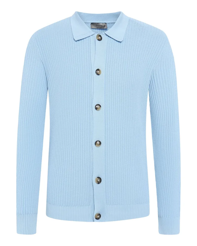 Ferrante Sommerliches Strick-Overshirt in Rippstrickstruktur in Hellblau