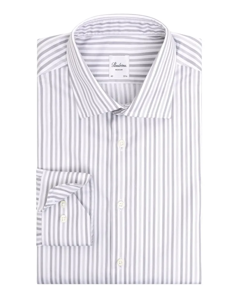 Stenströms Gestreiftes Hemd aus Twofold Super Cotton, Regular Fit in Grau