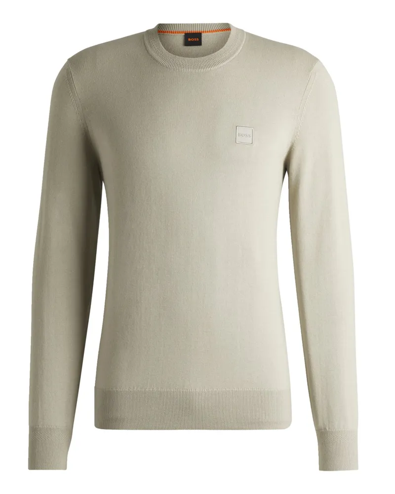 HUGO BOSS Leichter Pullover mit Kaschmiranteil und O-Neck in Natur