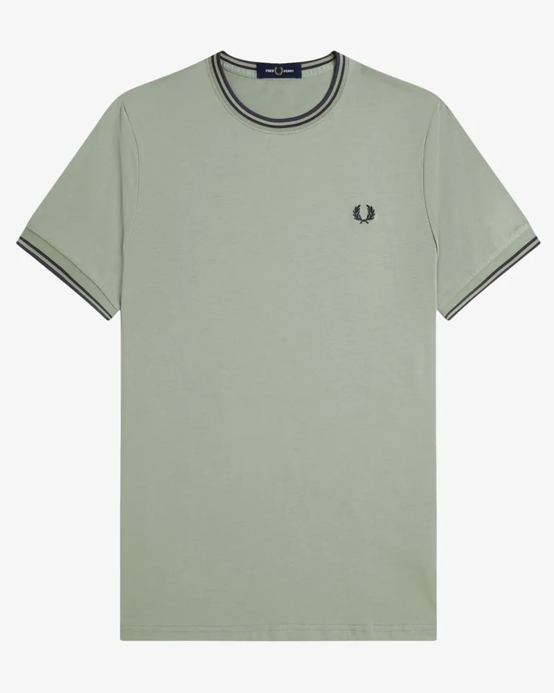 Fred Perry Softes T-Shirt mit Streifenakzenten in Grün