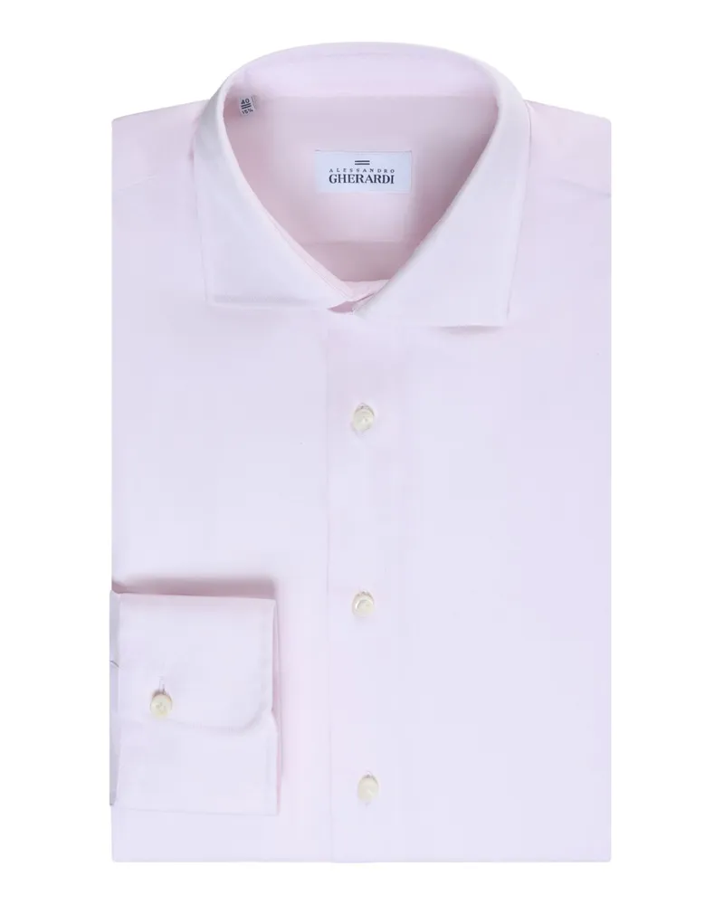 Alessandro Gherardi Unifarbenes Hemd mit feinem Pinpoint-Webmuster, Regular Fit in Rosenrot