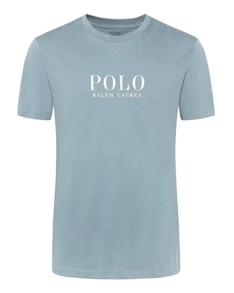Ralph Lauren Unifarbenes Homewear-T-Shirt mit Label-Schriftzug in Graublau