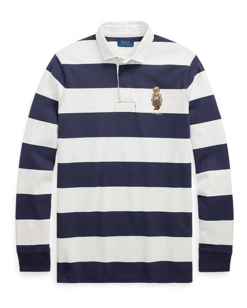 Ralph Lauren Rugbyshirt mit Streifen und Polo-Bear-Aufnäher, Classic Fit in Marine