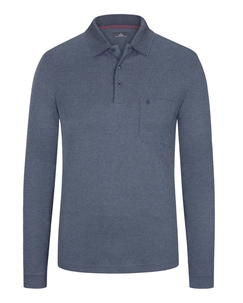 Ragman Glattes Langarm-Poloshirt mit Pima-Baumwolle in Marine