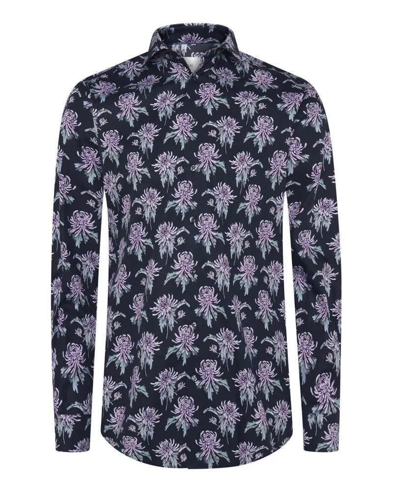 Eton Hemd aus Bio-Baumwolle mit floralem Print, Classic Fit in Marine