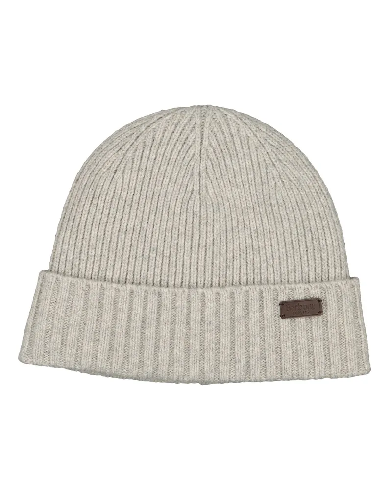 Barbour Strick-Mütze aus einem Woll-Mix mit Fleece-Futter in Hellgrau