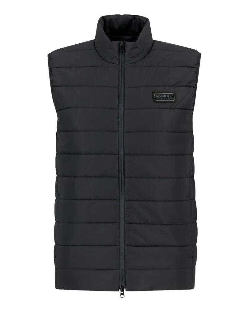 Barbour Steppweste Aldom mit gummiertem Label-Aufnäher in Schwarz