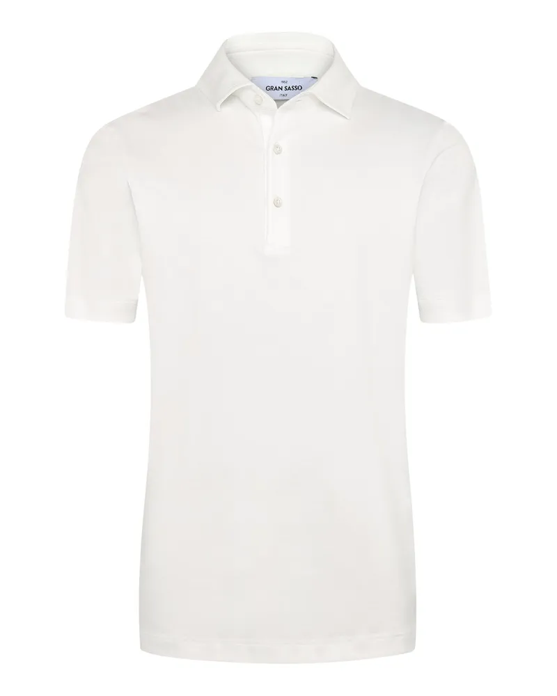 Gran Sasso Glattes Poloshirt aus softem Baumwolljersey in Weiß