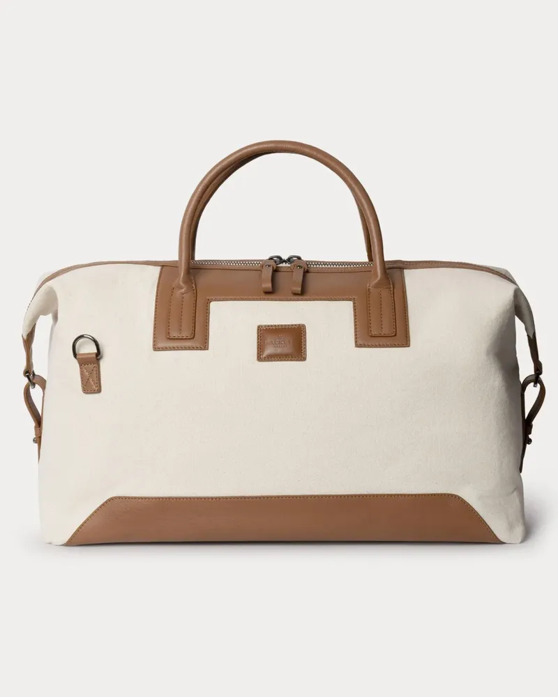 Hackett Reisetasche Wells Canvas mit Leder-Details in Offwhite