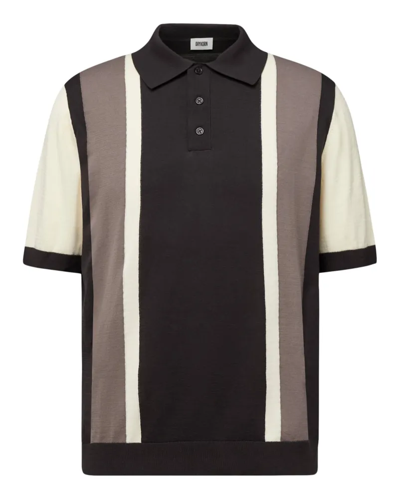 Drykorn Strick-Poloshirt aus Baumwolle mit Blockstreifen, Regular Fit in Braun