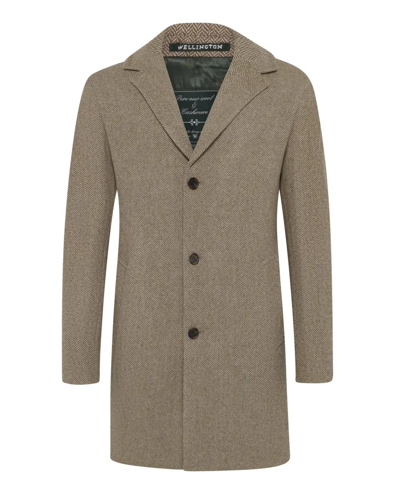 Wellington of Bilmore Einreihiger Tweed-Kurzmantel Howard mit Kaschmiranteil in Beige