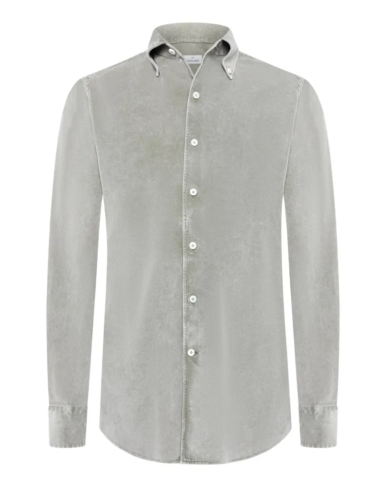 Gherardi Softes Cordhemd mit Button Down-Kragen, Regular in Grau