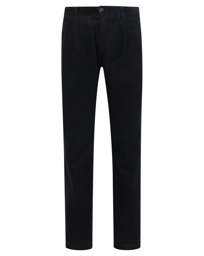 Marc O'Polo Softe Hose aus einem Baumwollcord mit Bundfalte in Marine