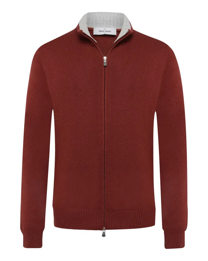 Gran Sasso Softe Strickjacke mit Zip aus einem Schurwoll-Mix mit Kaschmir in Rot