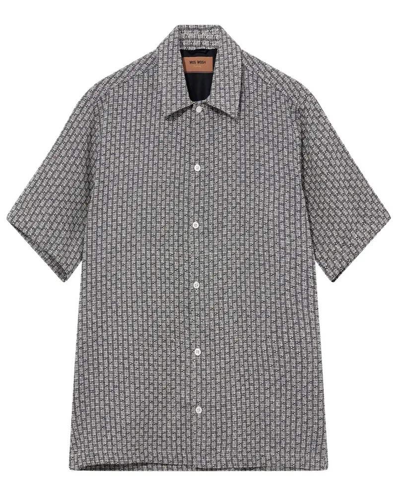 Mos Mosh Kurzarm-Strickhemd aus einem Baumwoll-Mix in Marine