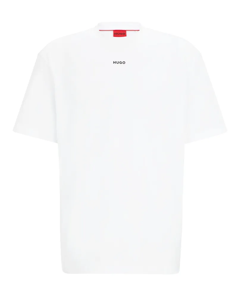 HUGO BOSS T-Shirt aus Baumwolle mit Label-Schriftzug in Weiß