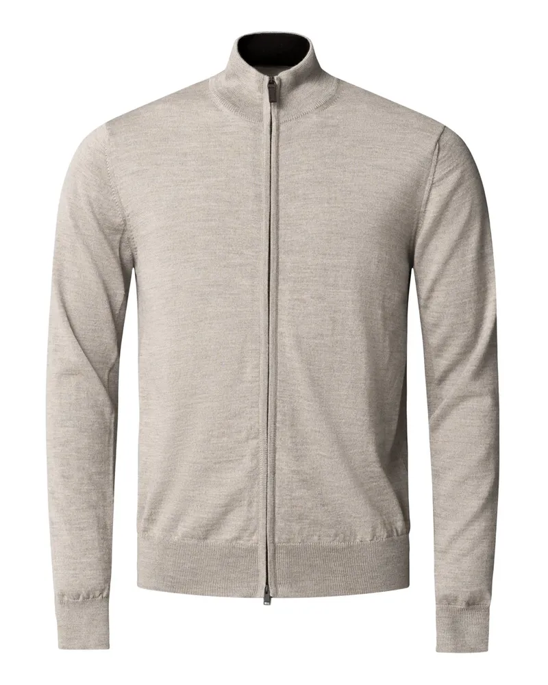 Eton Leichte Strickjacke aus feiner Merinowolle in Beige