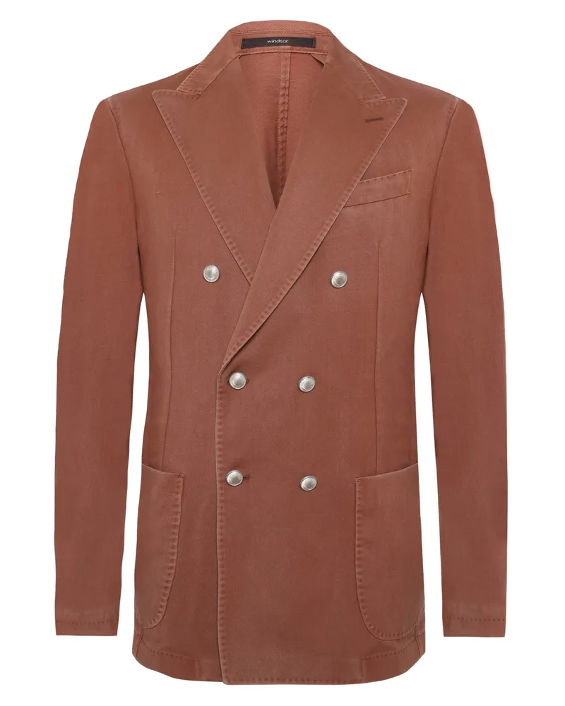 windsor. Zweireihiges Sakko aus Schurwolle mit Spitzfasson, Shaped Fit in Rostrot