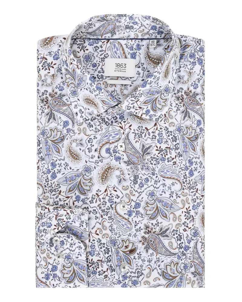 Eterna Blickdichtes Hemd  aus Baumwolle mit Paisley-Muster, Slim Fit in Blau
