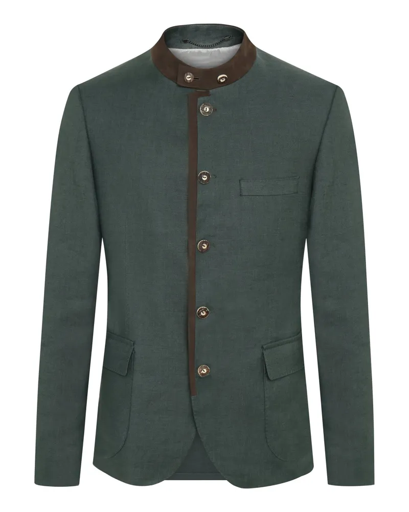 Dressler Trachtenjanker mit Ellenbogenpatches und Hornknöpfen, Modern FIt in Grün