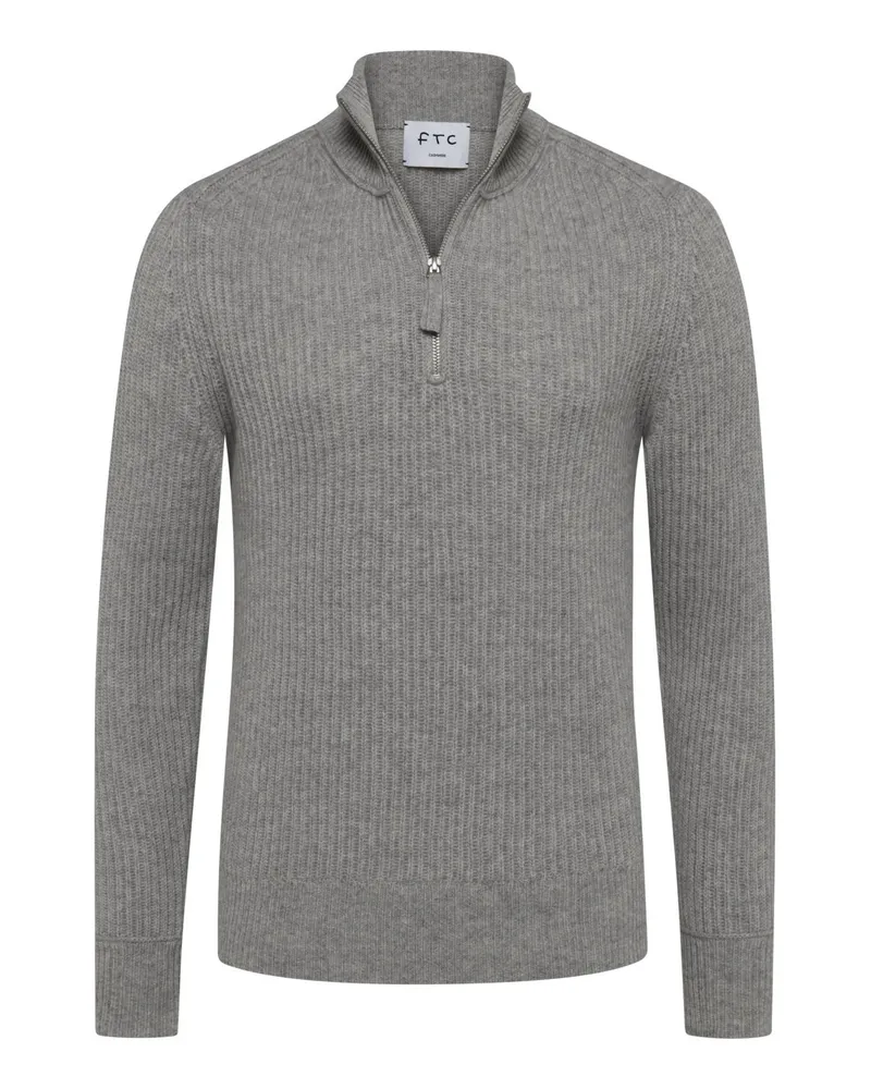 FTC Cashmere Softer Troyer aus Kaschmir im Glattstrick in Hellgrau