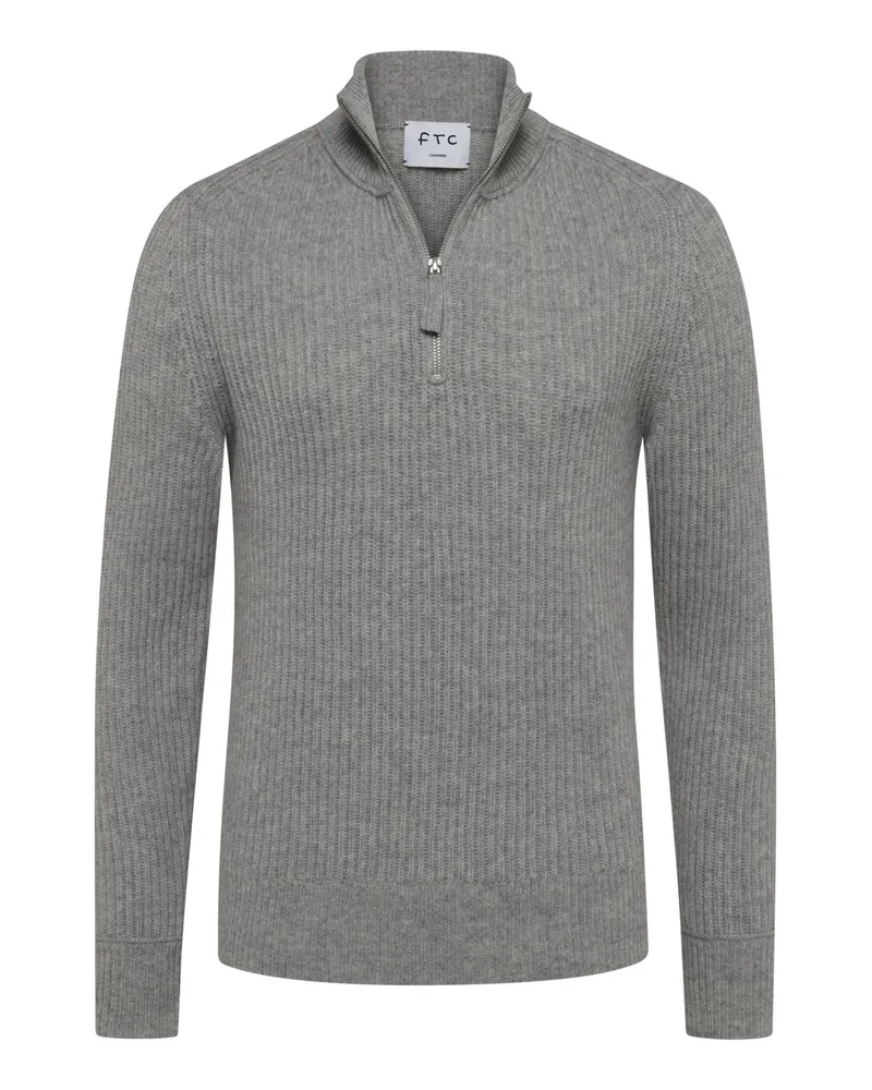 FTC Cashmere Softer Troyer aus Kaschmir im Glattstrick in Hellgrau