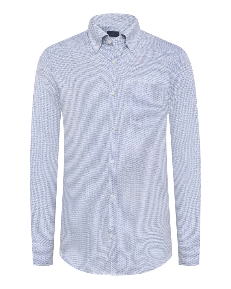 Paul & Shark Baumwollhemd mit Button-Down-Kragen und Print in Hellblau