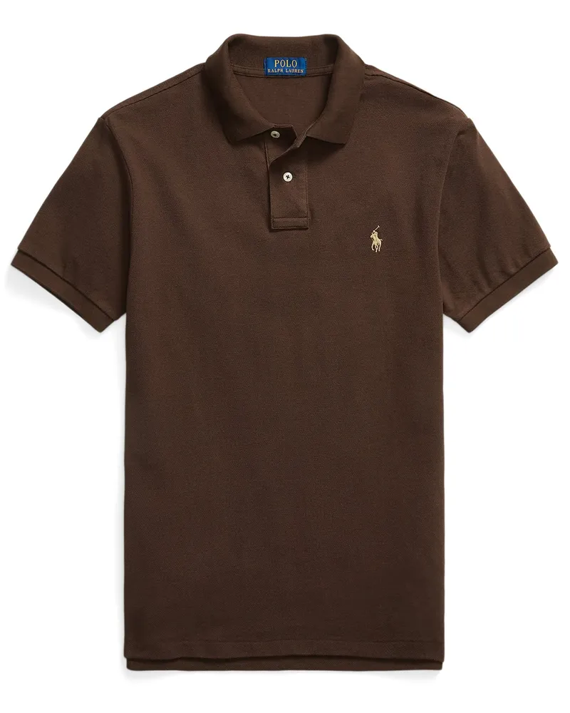 Ralph Lauren Piqué-Poloshirt aus Baumwolle mit Logo-Stickerei, Slim Fit in Braun