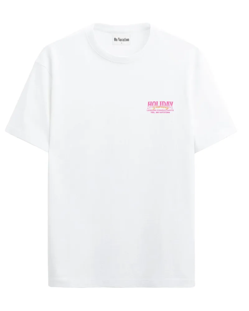 On Vacation T-Shirt aus Bio-Baumwolle mit beidseitigem Print in Weiß