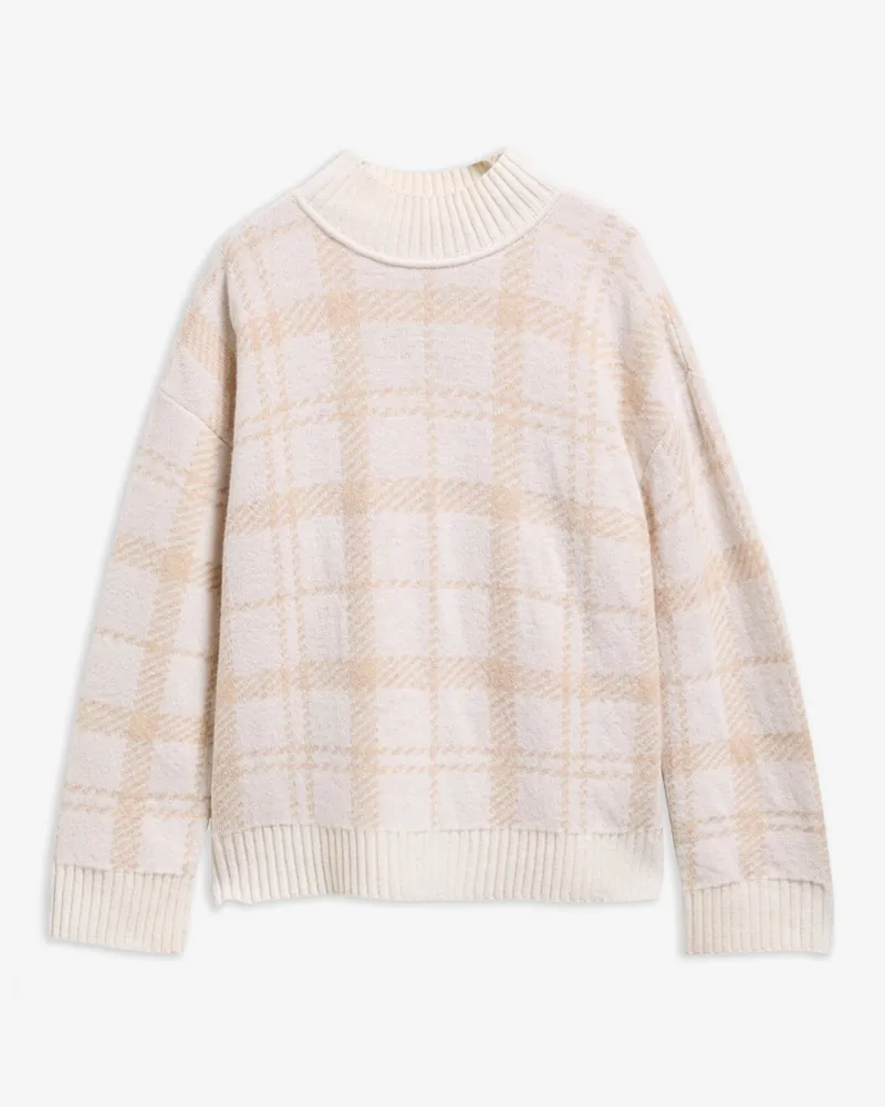 Barbour Softer Damenpullover Delilah mit Turtleneck und Tartanmuster in Natur