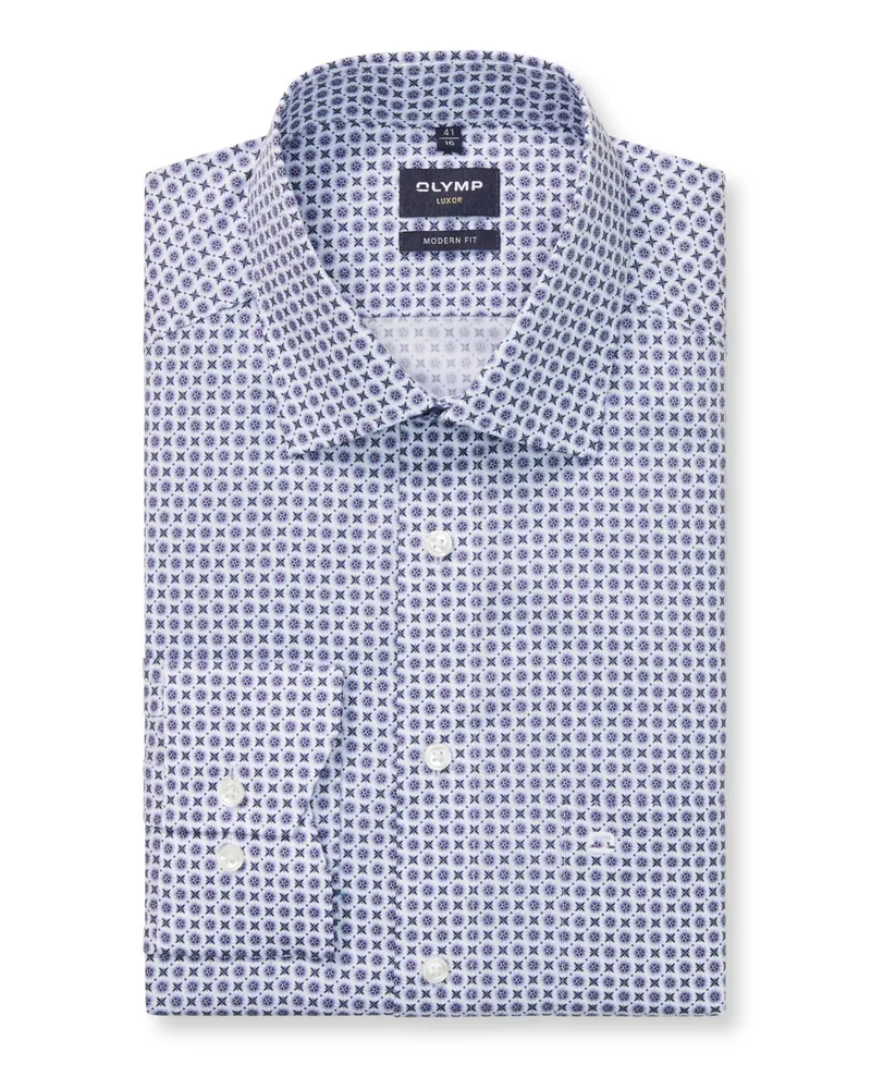 Olymp Luxor, Modern Fit, Baumwollhemd mit floralem Print in Lila