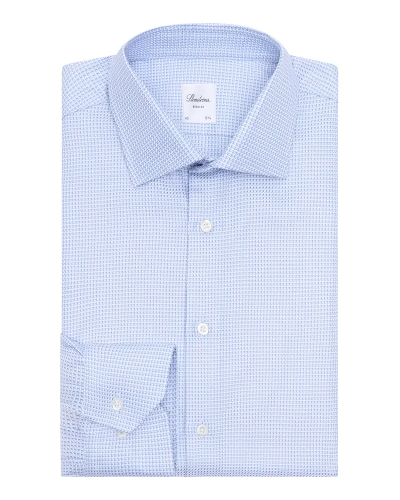 Stenströms Hemd mit Kleinmuster aus Twofold Super Cotton, Regular in Hellblau